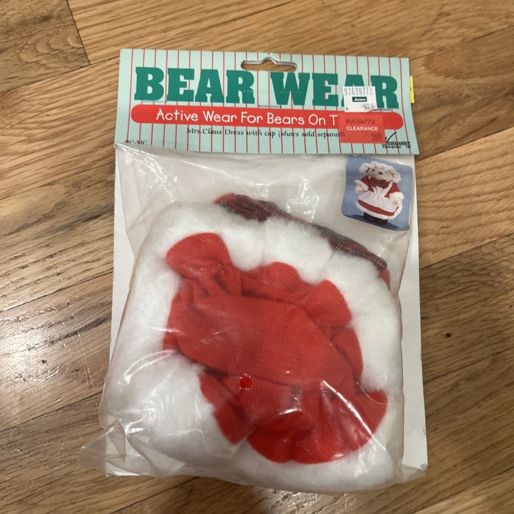 Bear Wear MRS CLAUS OUTFIT New Dress Cap CLOTHES Christmas 12"